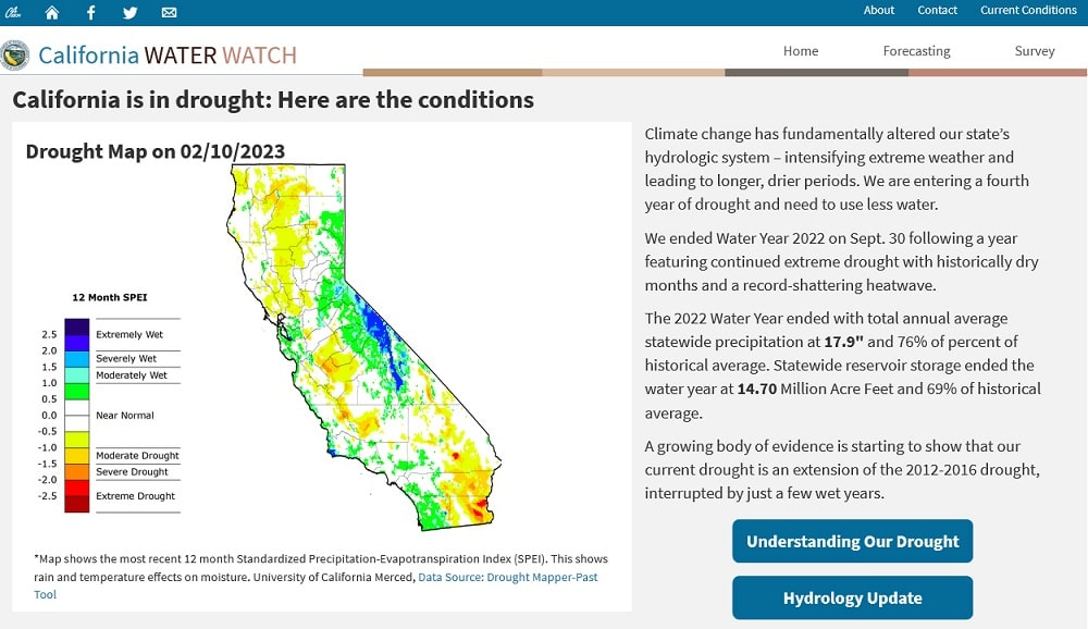 California is in drought: Here are the conditions Drought Map on 02/10/2023